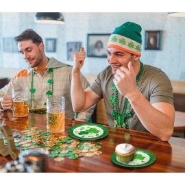 Iconikal Disposable St. Patrick's Day Paper Dessert Party Plate, Everyone's Irish Shamrock, 36-Count | Iconikal