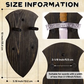 Queekay Wooden Sword Plaque Sword Holder Wall Mount Sword Wall Plaque Wood Sword Wall Display Plaque with Hardware (Matte Black)