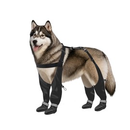 Namsan Large Dog Boots with Suspenders Stretchy, Adjustable Waterproof Pooch Suspender Boots, Anti-Slip Dog Rain Booties for Large Dogs, Winter Snow Walking/Summer Hot Pavement, Size XL
