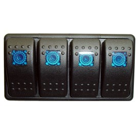 Fastronix Lighted (4) Weatherproof Rocker Switch Panel Auto/Marine (Blue)