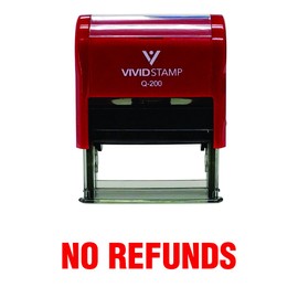 NO REFUNDS Self Inking Rubber Stamp (Red Ink) - Medium