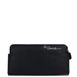 Anna by Anuschka Hand Painted Women’s Genuine Leather Two Fold Wallet, Tropical Dreams Black, One Size, Hand-Painted Genuine Leather