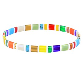 KELITCH Women Tila Beads Charm Bracelet Stretch Bracelets Candy Colors Wrap Friendship Bracelets