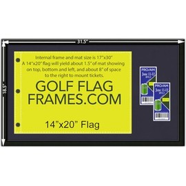 17x30 Black Golf Flag and Ticket Frame, Mouldling blk-001, Choose Mat Color (Holds 14x20 PGA, Ryder Cup, US Open Golf Flags and Tickets; Flag & Tickets not incl) (TRUE NAVY MAT)