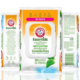 Arm and Hammer Face and Body Wipes for Adults - Deodorant Towelettes 30 Sheets for Women - Shower Wipes for Traveling, Camping, Gym, and Bathing - Alcohol-Free Face Sheets (Simply Fresh)