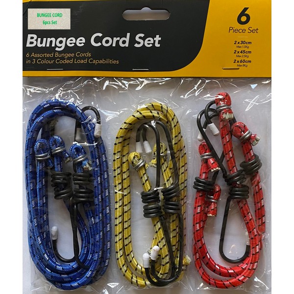 PACK OF 6 Universal Bungee Cords, Elastic Bungee Cord Straps