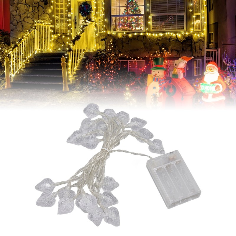 20 LEDs Christmas Lights Outdoor Strawberry Fairy String Lights Battery