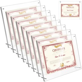 Thyle 8 Pcs Acrylic Photo Frame 11x14'' Clear Floating Picture Frame for Wedding Photos Art Prints Photography Gallery Wall Display Hanging or Tabletop for Living Room Hallway or Entryway (Silver)