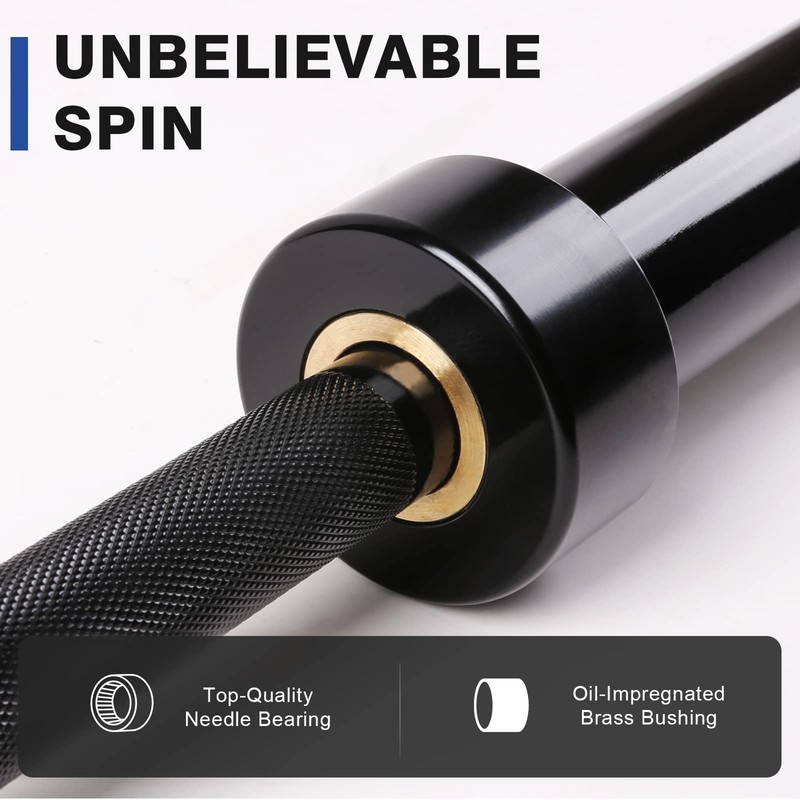 LIONSCOOL 7ft Olympic Barbell (Black E-coating, 700LBS, Center Knurl)