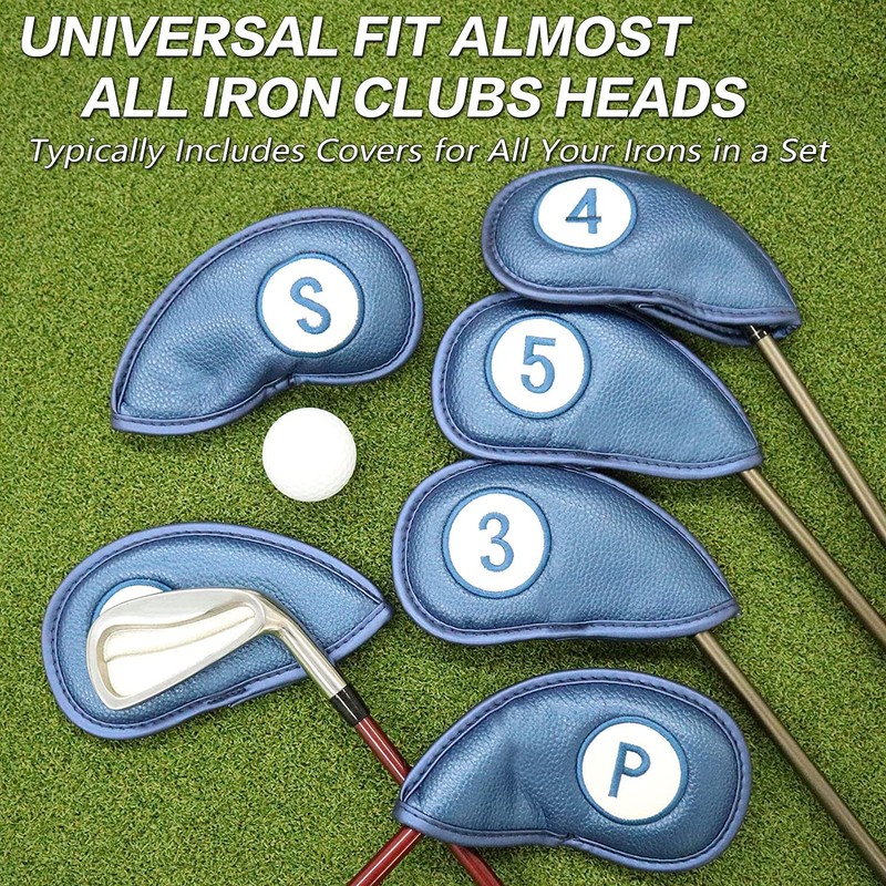 Golf Club Head Covers for Irons Magnetic Closure Leather Both