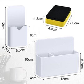 NOCHME Magnetic Pen Holder, Pack of 2 with Extra Whiteboard Cleaning Sponge, Magnetic Pen Holder for Fridge, Whiteboard, Book Music Stand at Home, Office, School