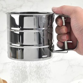 Flour Sifter Stainless Steel Flour Sifter Cup Flour Sifter Flour Sifter Semi-Automatic Hand Held Fine Mesh Baking Sieve Cup with Handle Flour Sifter Sugar Sifter Cookware Handy Tool