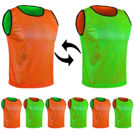SPORTSBIBS 6 x Football Bibs for Children and Adults - Set of 6 - Reversible Bibs 2 Colours, Training Bibs, Marking Shirt Double-Sided for Men and Women Juniors Seniors