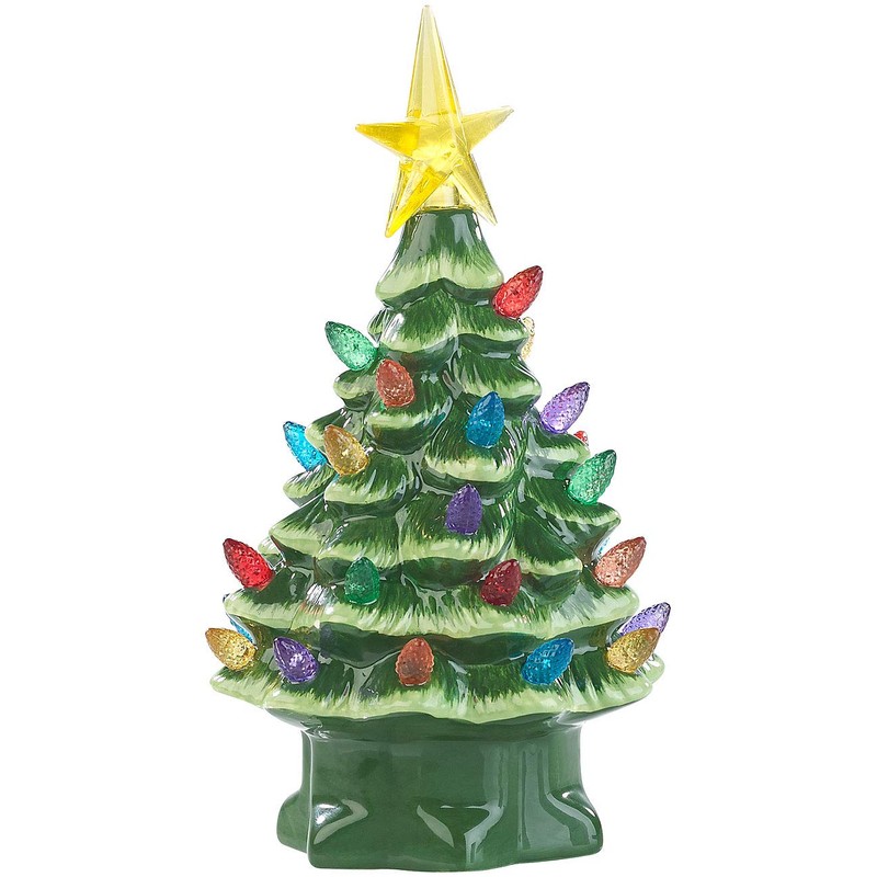 infactory Christmas Decorations: 2 Decorative Ceramic Christmas Trees with LED