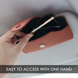 GELVTIC Sunglasses Holder for Car Visor Vegan Leather Glasses Case with Clip Automotive Interior Visor Accessories (13Sunglasses Holder-Red)