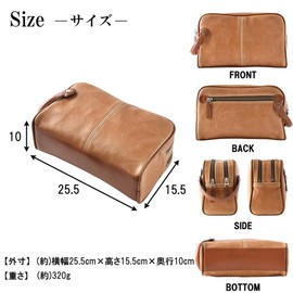 Synsolo wr-1181 Men's Double Zipper Second Bag, Made in Japan, White Compound Leather, Black