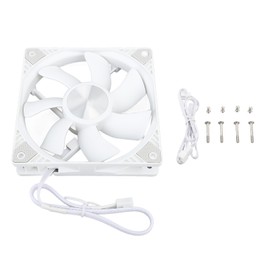 PC Case Fan 120mm PWM Intelligent Control MFDB Bearing Case Cooling Fan with 4 Pin Extension Cable 12V White