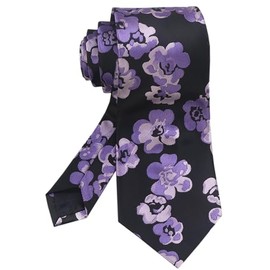 Mens Floral Ties Lavender Black Fashion Woven Silk Paisley Party Formal Wedding Necktie Gifts