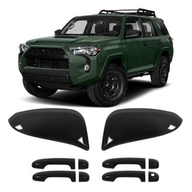 sportuli Glossy Black Side Rearview Mirror Caps + Door Handle Covers Sets Compatible with 2014-2023 Toyota 4runner (Without Smart Key Holes)