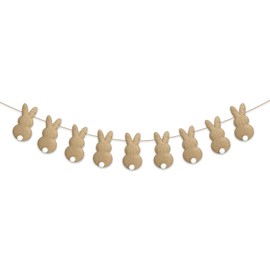 FYSUIMU 8.2Ft Easter Banner 3D Felt Bunny Tail Hanging Garland Cute Rabbit Burlap Garland Banner for Easter Birthday Baby Shower Home Office School Outdoor Wall Decor