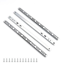 LERANXIN Drawer Runners, 2 Pairs (4 Pieces), Drawer Runners with Two-Way Extension, 310 mm to 490 mm, Drawer Runners, Galvanised Steel for 17 mm Grooves
