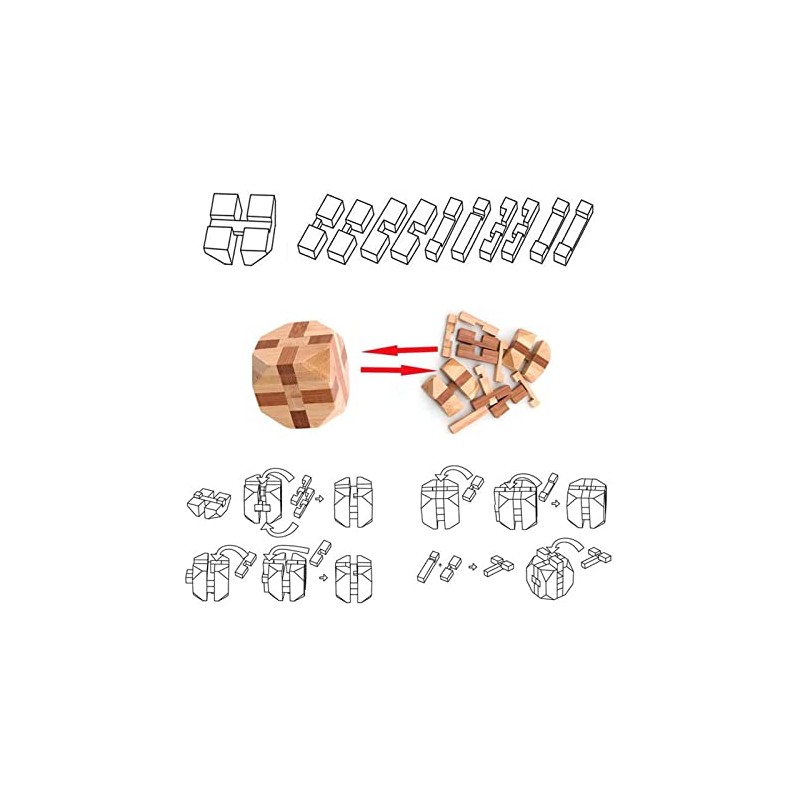 VolksRose 12pcs Wooden Brain Teaser Puzzles, IQ Challenge Puzzle Games,