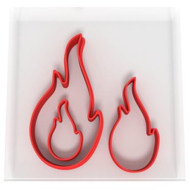 JUST CUTTERS Flame Shape Cutters | Set of 3 Plastic Cutter for Baking, Fondant, Clay, Pastry, Icing, Jewellery (3/5/8CM)