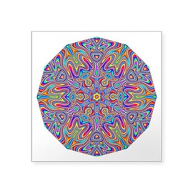 CafePress Digital Mandala 4 Square Sticker 3 X 3 Square Bumper Sticker Car Decal