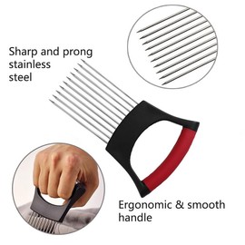 Onion Holder for Slicing, Onion Slice Holder Lemon Slicer Cutter for Slicing, Food Slicer Vegetable Chopper Cutter Assistant Tool for Slicing Meat Lemon Potato and Tomato (Red, 1PCS)