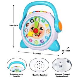 Linksandt Learning Clock, Learn to Tell Time Clock for Kids & Toddlers Ages 3, 4, 5, 6 Years Old, Educational Teaching Clock Toy with Quiz and Music Sleep Mode, Boy Girl Birthday Present