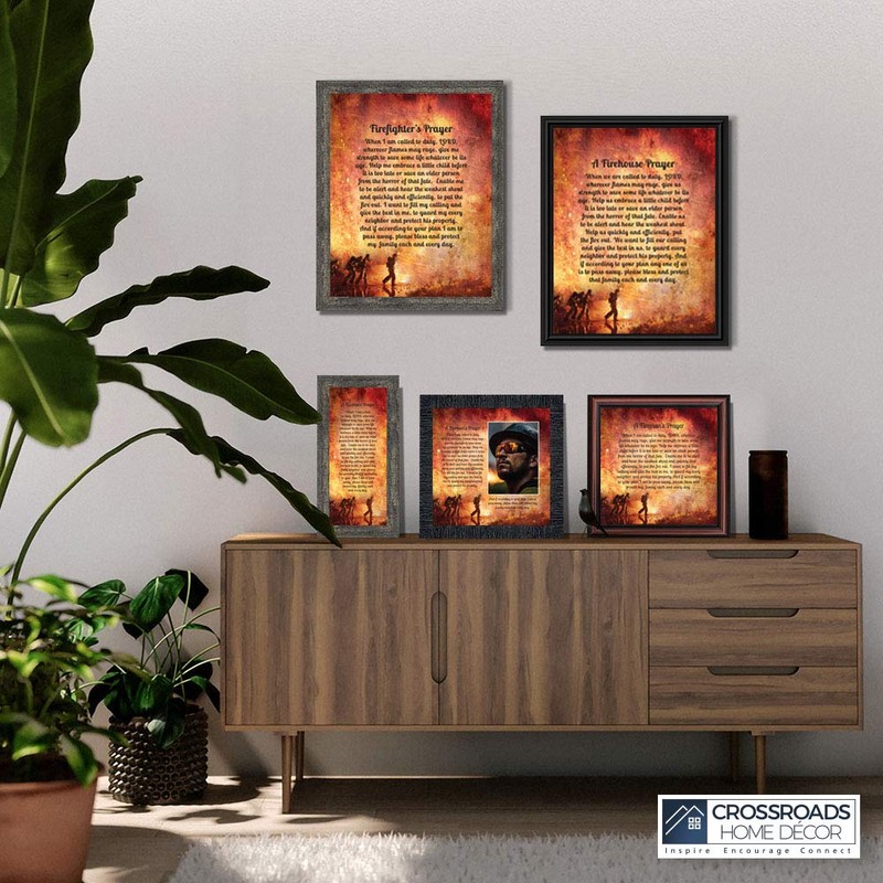Crossroads Home Décor Fireman’s Prayer Picture Frame, Firefighter Graduation Present,