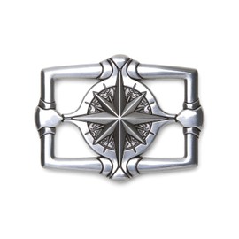 VaModa Belt buckle 4.0 cm | Interchangeable buckle belt buckle buckle buckle 40 mm | Model 'Windstern' | Belt buckle for interchangeable belt, silver