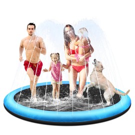 CACSPS 97" Non-Slip Splash Pad for Kids and Dog, Thicken Sprinkler Pool Summer Outdoor Water Toys, Extra Large Backyard Wading Pool for Children Boys & Girls or Pet Dog (Blue)