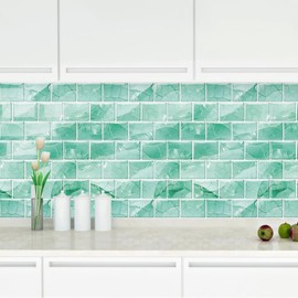 Ist Momoreo 10-Sheet Peel and Stick Backsplash for Kitchen Bathroom Accent Wall 11.8"x11.8" Stick on Backsplash Self Adhesive Subway Tiles, Emerald Green