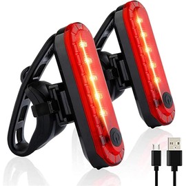 Volcano Eye Bicycle Tail Light, Set of 2, USB Charging LED Light, Waterproof, Flashing Cycle Light, 4 Lighting Modes, Safety Light, Visibility for Night Driving, Easy Installation (Red)