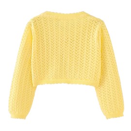 imKutie Baby Girl Bolero Cardigan Shrug, Girls' Long Sleeve Button Knitted Cardigan for 1-6 Years Yellow