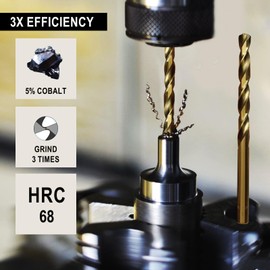 Greywolf Cobalt Drill Bit Set, M35 HSS Metal Drill Bit Set, 135° for Hardened Metal, Stainless Steel, Cast Iron, Wood and Plastic, with Indexed Storage Box (Diameter 1.5-6.5 mm), 13-Piece