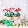 Gyufise 24Pcs Merry Christmas Cupcake Toppers Red Glitter Xmas Tree