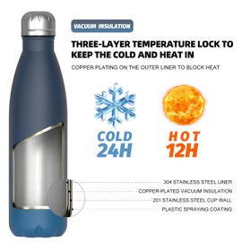 WATERSY Stainless Steel water bottles,17oz/500ml Insulated Water Bottles,Blue Green metal water bottle Keeps Drink Cold and Hot,BPA Free kids water bottles for School,Gym,Travel,Sports