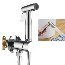 Handheld Bidet Sprayer Warm Water, Stainless Steel Bidet Hand Held for Feminine Wash, 2 Function Handheld Sprayer for Toilet with Brass Hot and Cold Mixing Valve,Chrome