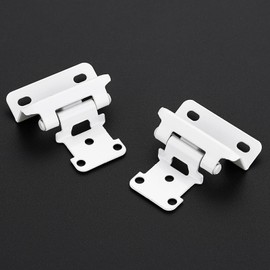 2 Pack 1 Pair White Cabinet Hinges - 1/2 inch Overlay Kitchen Cabinet Hinges, Partial Wrap Around Cabinet Door Hinges for Face Frame Cabinet, Self Closing White Face Mount Cabinet Hardware