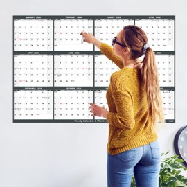2026 Yearly Wall Calendar - Large Yearly Calendar 2026, Jan 2026 - Dec 2026, 38.2" x 25.2" (Open), Large Wall Calendar 2026, Full Year Paper Calendar with Notes, Thicker Paper, Stickers, Grey