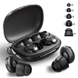 (2026 Version) Earplugs for Sleeping, Complete Noise Insulation, Adjustable Noise Reduction, 50 dB Noise Reduction, Good Sleep Goods, Comfortable Sleeping, Hearing Hypersensitive, Studying, Live Travel, Work, Washable, Unisex (1 Set of XS, S, M, L) Black
