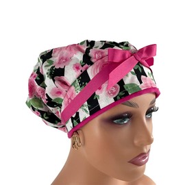 Bouffant Medical Cap – Flower Bouquet. - Sweatband Ponytail Pouch Tie Back Hats Bouffant Scrub Hats. Scrub Hat for Women & Men tie Back. Nurses Hats Ponytail Holder Dr. Hats. Long Hair