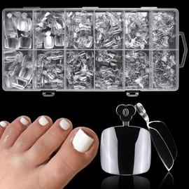 Bellelfin Toe Nail Tips, 600Pcs Gel x Nail Tips Clear Fake Toenails Pre-shape Toe Acrylic Nail Tips Full Cover False Toe Nails Tips 12 Sizes for Home DIY Nail Salon