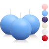 Ball Pillar Candles Set of 3 Blue 3Inch Unscented Handpoured
