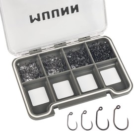 MUUNN 400Pcs Fly Tying Hooks Assortment, Barbless Fishing Hook Trout, Wide-GARP Jig Fly Fishing Hooks Fly Tying 12#14#16#18# with Fly Box
