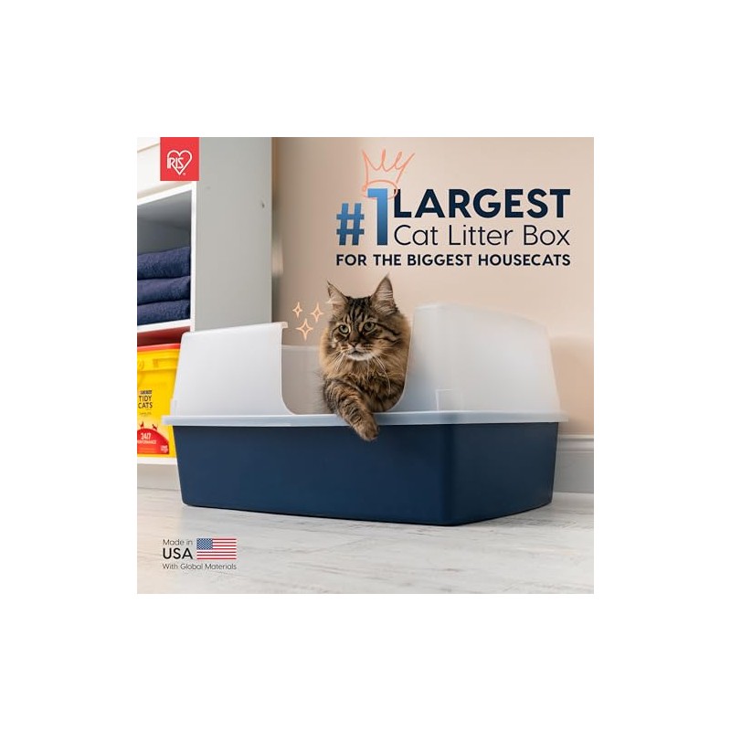 IRIS USA XX-Large Side Entry Cat Litter Box, Open Top