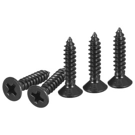 DTGN 100Pcs #8x3/4" Flat Head Wood Screws, 304 Stainless Steel Phillips Self Tapping Screws - Good for Woodworking, Furniture - Black