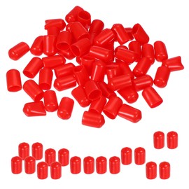 PATIKIL Runde Gummikappen 9mm ID, 100 Stück Gummischraubenabdeckungen Kappen Vinyl Gummiflexible Schraubengewindeschützer für Metallrohre Stangen Bolzen, Rot